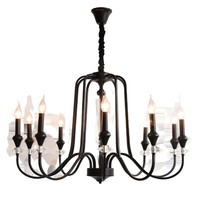 Lustre de salon vintage de style français, luminaire d'inspiration Nanyang noir de style américain du milieu du siècle pour escalier et salle à manger