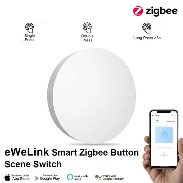 EWelink Zigbee Wireless Scene Button Compatible with MQTT Alexa Google Assistant