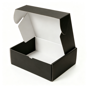Boîte en carton ondulé noir personnalisée avec bande de déchirement facile pour ceintures, <span class=keywords><strong>gants</strong></span>, mitaines, accessoires pour cheveux, chapeaux, casquettes, emballage de produits de mode - Product Image 1