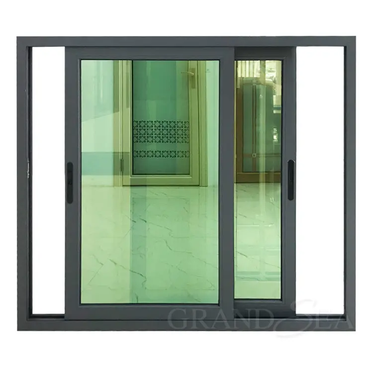Poudre noire mate en aluminium portes coulissantes et fenêtres avec barre de verrouillage