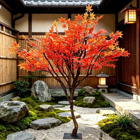 Tanaman Hias Plastik CJM Artificial Red Maple Buatan Tangan dengan Alas, Tinggi 100-200cm, untuk Dekorasi Natal Indoor/Outdoor di Mal