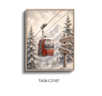 Impression artistique sur le thème du ski en montagne pour la décoration de salon, chambre, bureau, studio, maison