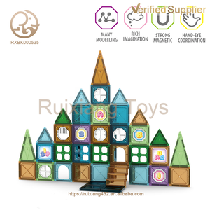 热销玩具56支儿童教育DIY磁性积木ABS塑料房屋模型<span class=keywords><strong>3</strong></span>岁以上儿童包装套装 - Product Image 2