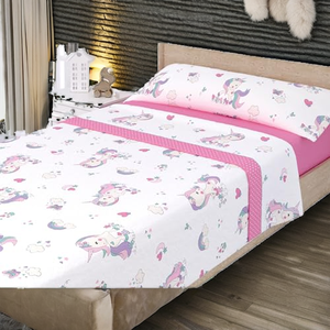 Juego de Funda Nórdica Térmica de Forro Polar Liniva Home - Tela Suave y Cálida Antipilling - para <span class=keywords><strong>Invierno</strong></span> (<span class=keywords><strong>Cama</strong></span> de <span class=keywords><strong>105</strong></span> cm, Unicornios, Rosa) - Product Image 3