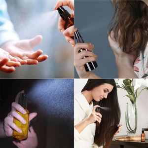Emballage cosmétique 30ml 50ml 100ml, flacon pompe rechargeable pour huile essentielle, couvercle en plastique noir, flacons en verre ambré 2oz, 100 pièces - Product Image 4