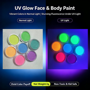 <span class=keywords><strong>Peinture</strong></span> faciale 3g non toxique aux couleurs UV, <span class=keywords><strong>peinture</strong></span> corporelle à base d'eau aux couleurs néon pour le maquillage de fête d'Halloween - Product Image 4