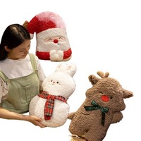 Weihnachtliche Rote Bestickte Superweiche Plüsch-Kissen Weihnachtsbaum-Puppe mit PP-Baumwollfüllung für Wohnzimmer-Sofa