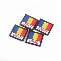 Écussons tissés personnalisés avec logo drapeau national, à revers en velcro et bordure Merrow, pour uniformes