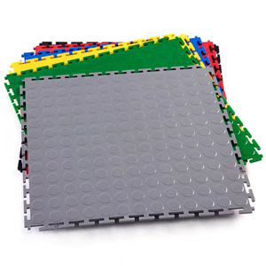 PVC Interlocking Floor Mat 500x500mm Square Industrial Textured For Auto Repair Shop Warehouse - Product Image 1