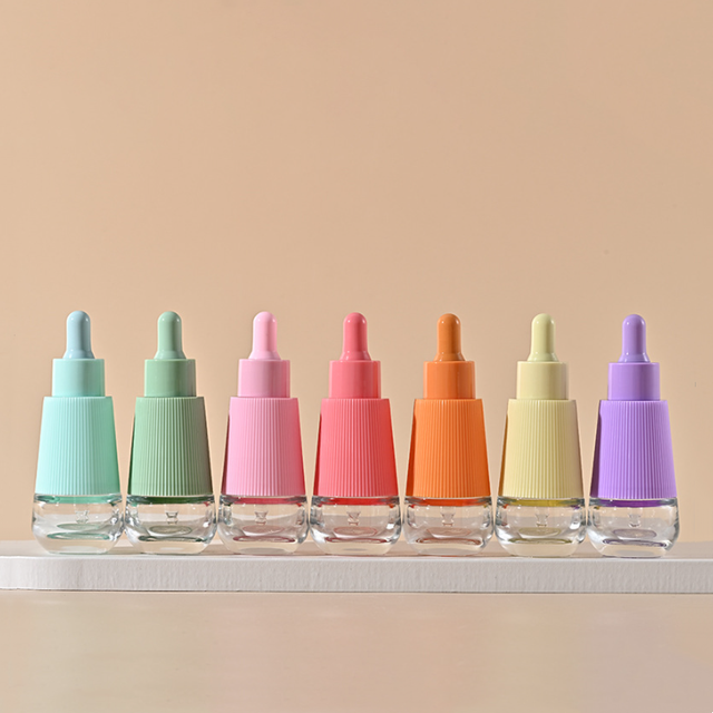 Empty Face Care Serum Cosmetic Packaging 30ml 1oz Refillable Essence Glass Dropper Essential Oil Bottle
