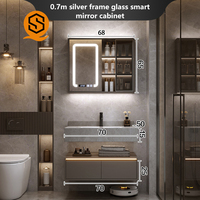Armoire de salle de bain moderne personnalisée avec lavabo intégré Lavabo rectangulaire en céramique Combinaison de meuble de salle de bain avec miroir à LED