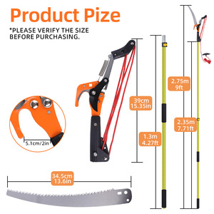 For DIY Folding Multipurpose 2.35m Manual Long Handled Extendable Tree <strong>Pruner</strong> Fiberglass Pruning Saw Telescopic Pole - Product Image 5