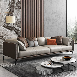 Văn phòng sofa da tối giản kinh doanh tiếp tân khu vực tiếp tân giải trí văn phòng sofa Bàn cà phê kết hợp - Product Image 1