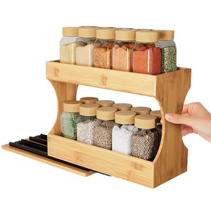 Solid Wood Kitchen Storage Rack Custom Wood 3-Shelf Double-Layer Stand Kitchen Seasoning Bottle Storage Rack for Home Restaurant - Product Image 5