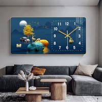 Jam Dinding MDF Persegi Satu Sisi Gaya Antik Mewah, Jarum Quartz, Bertenaga Baterai, Dekorasi Seni Rumah, Ruang Tamu, Pintu Masuk