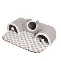Lit et tunnel pour chat en peluche, pliable, universel toutes saisons, maisonnette de jeu pour animaux de compagnie