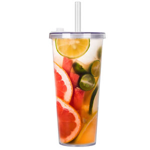 Vente en gros gobelet à thé au lait boba en <span class=keywords><strong>plastique</strong></span> transparent à double paroi personnalisé réutilisable de 24oz avec paille et couvercle - Product Image 4