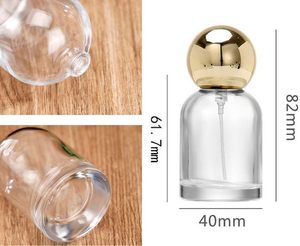 Flacon de parfum en verre transparent rond vide personnalisé, 40 ml, flacons de parfum en verre avec bouchon en bois - Product Image 2