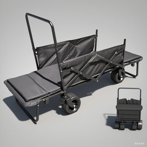 Chariot de camping extérieur à double ouverture avec fonction de réclinaison pour enfants et roues tout-terrain, remorque pliable portable - Product Image 1