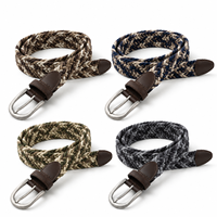 Ceinture décontractée en tricot extensible confortable, respirante, avec sangle en corde tressée et boucle ardillon en alliage, en coton PP, pour usage quotidien avec jeans, chinos et pantalons cargo