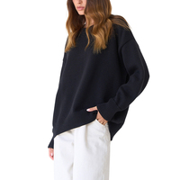 Pull décontracté pour femme en maille unie élégante, style européen et américain, col rond, épaules tombantes