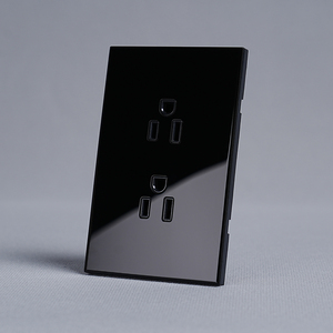 New Arrival Elegant 118*75mm Glass Double <strong>Socket</strong> American Standard White Black Grey <strong>Gold</strong> Color Wall Outlet Plugs <strong>Sockets</strong> - Product Image 1