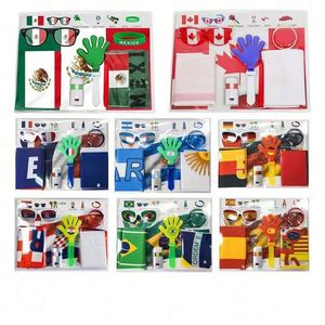 Kit de Aficionado 2026: Banderas, Gafas, Aplaudidores, Pintura Facial, Accesorios de Animación para Aficionados al Fútbol de EE. UU., Canadá y México - Product Image 1