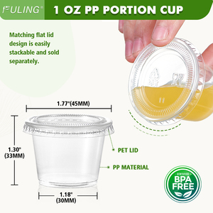 Fuling 1oz nước sốt <span class=keywords><strong>container</strong></span> dùng một lần đưa ra ngâm nước sốt cup nhựa PP phần cup với Pet Nắp - Product Image 2