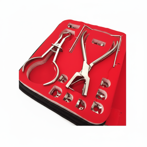 Kit complet de barrage dentaire en caoutchouc-Acier inoxydable de qualité médicale, pinces de barrage en caoutchouc, paquet rouge - Product Image 1