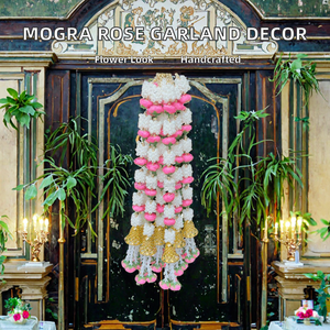 Guirnalda de Campanas de Flores de Mogra Artificiales de Plástico Hechas a Mano, Duraderas, para Eventos, Fiestas, Decoración de Templos, Bodas - Product Image 1