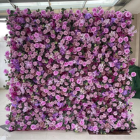 8x8 ft 5D 7D Aufrollbare Stoff-Seidenwand Mehrfarbige Rosen Rosa Weiße Blumen Lila Blaue Blumenwand Buntes Blumen-Hintergrundpanel