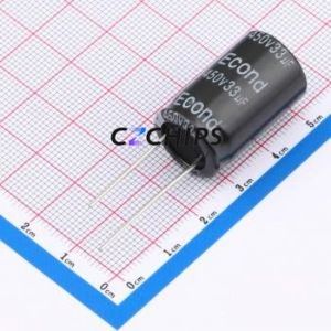 Condensador Electrolítico de Aluminio de 33uF 450V 16x25KM con Orificio Pasante, D16xL25mm 33uF 20% 450V 260mA-120Hz - Product Image 1