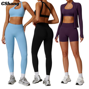 Wholesale New Women Gym Fitness Sets High Quality Sportswear Bra Yoga Shorts Workout Clothing 5 Piece Seamless Yoga Set