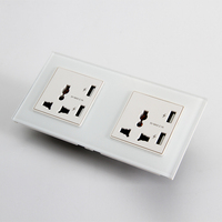 OEM ODM Noir/Blanc/Gris/Champagne/Or Smart Hotel Verre trempé 220V 13A 3pin et Double prise murale électrique USB