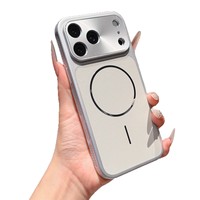 Nouvelle Coque Magnétique Grande Fenêtre pour iPhone 17 13 14 15 16 Pro Max, Texture Métallique, Housse Rigide