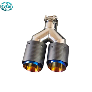 Puntas de escape de fibra de carbono Rytan universales de acero inoxidable y carbono brillante <span class=keywords><strong>para</strong></span> <span class=keywords><strong>Akrapovic</strong></span> con interior azul <span class=keywords><strong>para</strong></span> <span class=keywords><strong>Akrapovic</strong></span> - Product Image 2