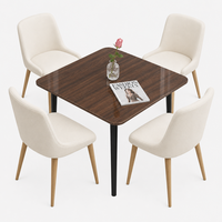 Table à manger carrée compacte et réglable en pierre frittée, résistante à la chaleur et aux rayures, avec chaises rembourrées beiges pour 4 personnes