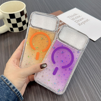 Étui de protection antichoc magnétique en TPU+PC avec paillettes de diamant pour Xiaomi 17 Pro Max/iPhones 11 15 Pro Max
