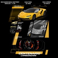 Supercar RC 2,4 GHz à l'échelle 1:24, modèle de voiture de course télécommandée entièrement fonctionnelle, phare LED, jouet pour enfants
