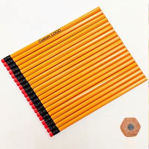 Crayon en bois naturel jaune personnalisé avec logo d'entreprise Ys864, non toxique, idéal pour les cadeaux d'entreprise, prix de gros, adapté au bureau - Product Image 2