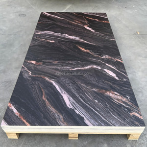 Panneaux muraux en PVC plastique UV imitation marbre noir, <span class=keywords><strong>pierre</strong></span> artificielle - Product Image 5