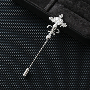 <span class=keywords><strong>Pin</strong></span> de Solapa Largo de Aleación con Flor-de-lis Vintage para Hombre, Broche Dorado/Plateado para Traje Formal, Accesorio de Joyería para Negocios, Bodas y Fiestas - Product Image 4