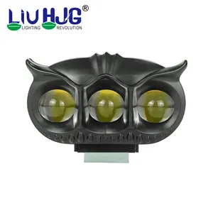 HJG Diseño de búho Dual Color Mini Led Motocicleta Luz de niebla Cabeza Faro Led Punto auxiliar Luces Led para motocicleta