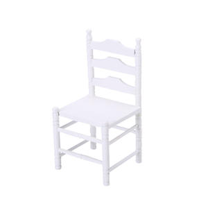 Mini 1:12 casa de muñecas muebles de madera en miniatura modelo DIY accesorio de juego-Silla de comedor de bolsillo trasero largo con Mini juego de comida - Product Image 1