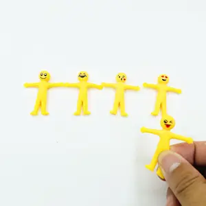 Smiley Face dehnbare Minion, gelbe Charaktere kreatives TPR-Stressabbau-Spielzeug, weiche Gummi-Quetschpuppe