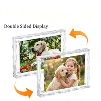 Cadre photo magnétique en acrylique à bords ondulés, ultra-transparent, effet vague d'eau, support de table pour souvenirs