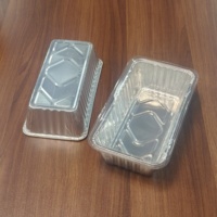 Barquettes rectangulaires en aluminium écologiques de qualité alimentaire avec couvercles, résistantes au four, jetables, mini moules à pain pour la cuisson de gâteaux et de pains.