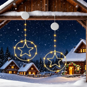 Guirlandes lumineuses LED étoiles et lunes, indice de protection IP44, fonctionnant sur piles, ventouses pour décoration de Noël, fenêtres/<span class=keywords><strong>balcon</strong></span>/fête/mariage - Product Image 3