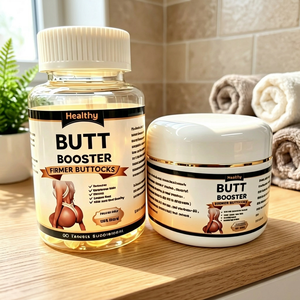Cápsulas Orgánicas para Aumento de Cadera y Crema para Reafirmar Glúteos – Set No Quirúrgico para Mejorar los Glúteos, Suplemento Oral Diario + Loción Tópica - Product Image 1