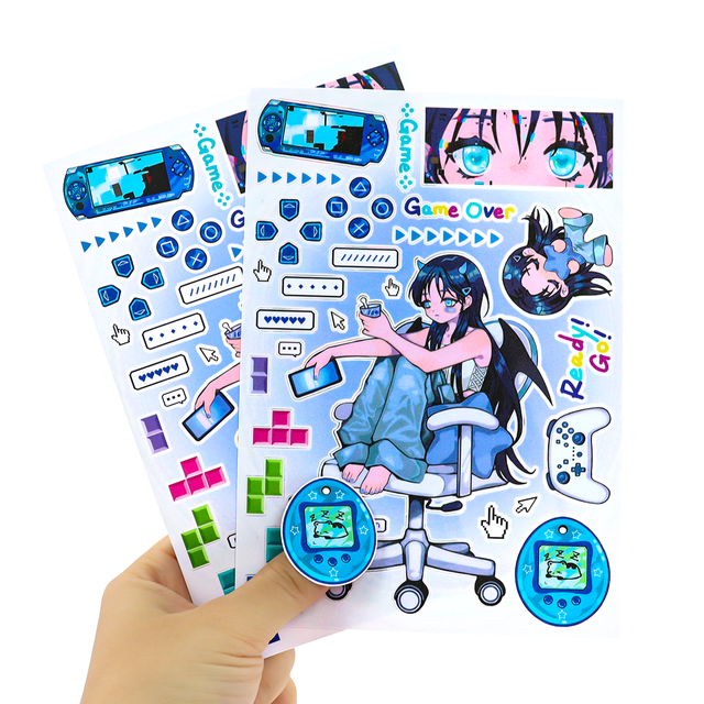 Custom A4 A5 A6 Kiss Cut Sticker Vinyl Removable Cartoon Paper Stationery Stickers Sheet